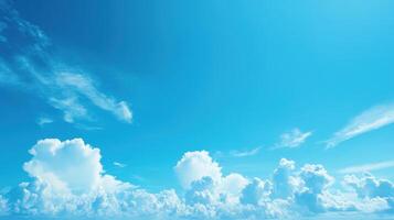 A clear blue sky with fluffy white clouds, evoking a sense of tranquility and openness. photo