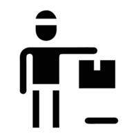 Courier icon with a parcel and modern design on white background for ecommerce vector