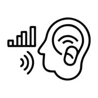 Social listening icon with ear and analytics detail in flat design on white background vector
