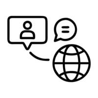 Multilingual social media campaign icon with globe and modern design on white background vector