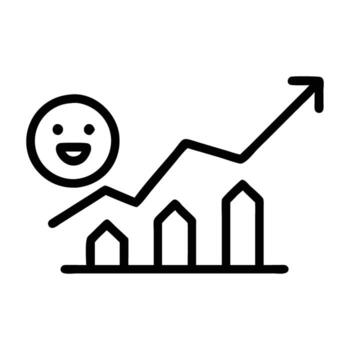 Customer sentiment trend analysis icon with graph design isolated on white background vector