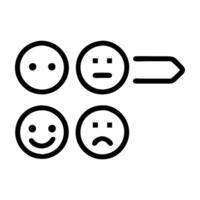 Sentiment analysis tool icon with happy neutral sad expression on white background vector