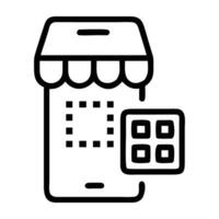 Mobile store QR scanner icon with clear design on white background vector