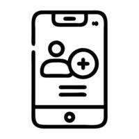 Social media dark mode UI icon with mobile screen display on white background vector