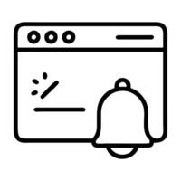 Clear web push notification icon design with bell and browser window on white background vector