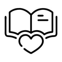 Brand storytelling icon with book and heart design isolated on white background vector