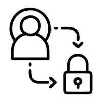 Data privacy compliance icon with padlock and user design isolated on white background vector