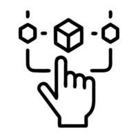 Interactive product showcase icon with touch gestures and modern design on white background vector