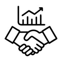 Influencer sponsorship tracking icon with handshake and social design on white background vector