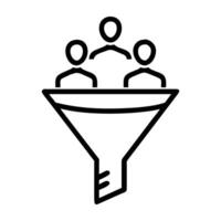 Marketing funnel conversion icon with user engagement and clear design on white background vector