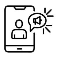 Influencer takeover campaign icon with mobile screen and social design on white background vector