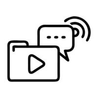 Live streaming icon with play button and chat bubble design on white background vector