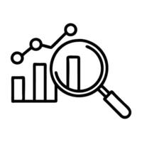 Competitor analysis icon with magnifying glass and bar design isolated on white background vector