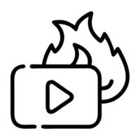 Dynamic viral marketing icon design with play button and fire element on white background vector