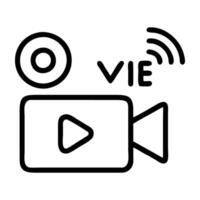 Live streaming icon with play button and red dot design on white background vector