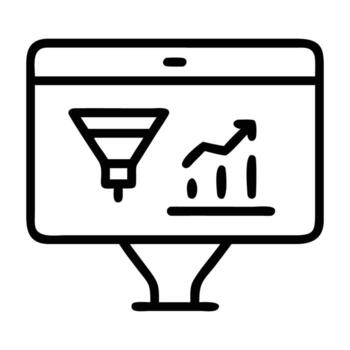 aterrizaje página analítica icono con pantalla y gráfico diseño en blanco antecedentes vector