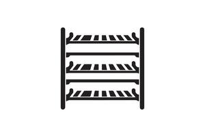 A black and white illustration of a shelf with shelves vector