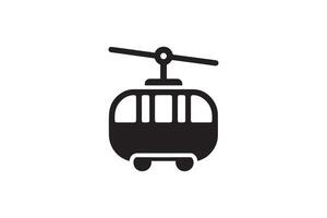 A black and white image of a cable car vector
