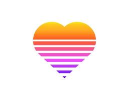 Retro heart design with striped gradient colors vector