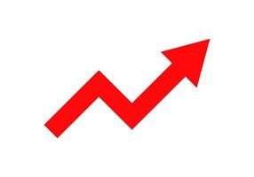 Red arrow pointing upward represents growth and progress vector