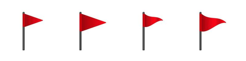 Set of red flags on poles in various shapes vector