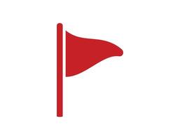 Red flag waving on a pole isolated on white background vector