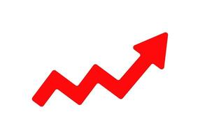 Red arrow upwards indicating growth and success vector