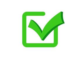 Green checkbox with check mark for tasks and forms vector