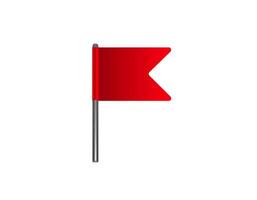 Red flag icon on a pole against white background vector