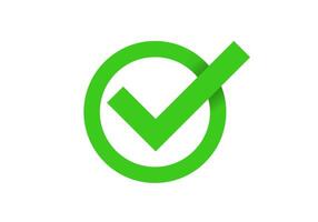Large green check mark in circle symbol for approval or success vector
