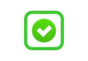 Green checkbox icon with white check mark inside square vector