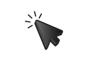 Black 3d mouse cursor icon with click effect vector