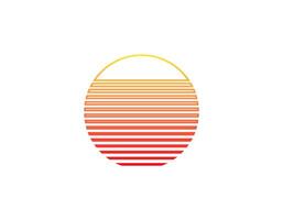 Retro sun circle. vibrant 80s style sun with geometric lines vector