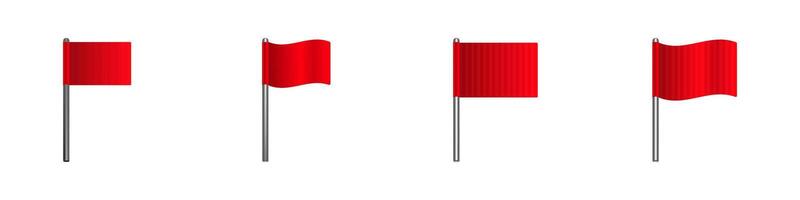 Red flags on poles - four different designs and shapes illustrated vector