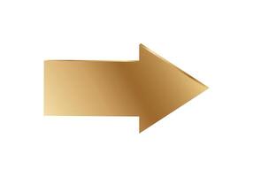 Golden arrow pointing right with glossy finish vector