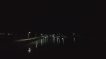 Night view of the embankment of the river at night. video