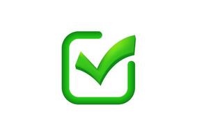 Green checkmark in box icon for task completion vector