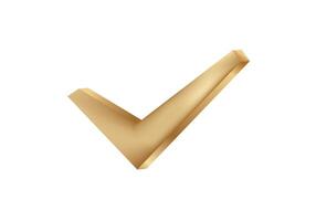 Golden check mark symbol for approval and confirmation vector