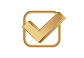 Golden checkbox icon symbolizing agreement and approval vector
