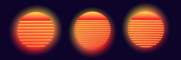 Glowing red circles with horizontal lines and aura effect vector