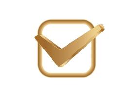 Golden checkbox icon with check mark symbol vector