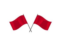 Two red flags crossed on poles symbolizing caution vector