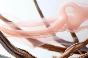 A pink smoke is floating in the air photo