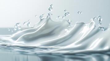 Close-up of a dynamic milk splash with ripples and bubbles. photo