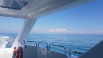 The view from the front of a boat looking out to the ocean video