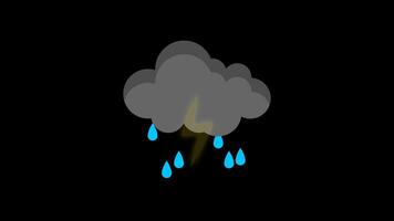 Storm with thunder Animation. 2d Animation 4K. Transparent Background video