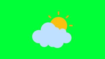 Sun Behind a Cloud Animation. 2d Animation 4K. Transparent Background video