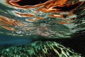 Underwater ripples and reflections create vibrant colors and patterns photo