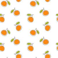 Tangerine or orange seamless pattern in one continuous line drawing style. Summer fruit seamless pattern. Perfect for citrus juice packaging, clothing, textile, fabric, background, wallpaper vector