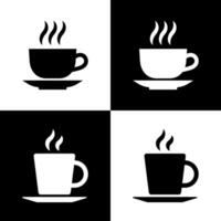 Monochromatic Silhouette Icon Set Depicting Coffee Cups with Steam vector